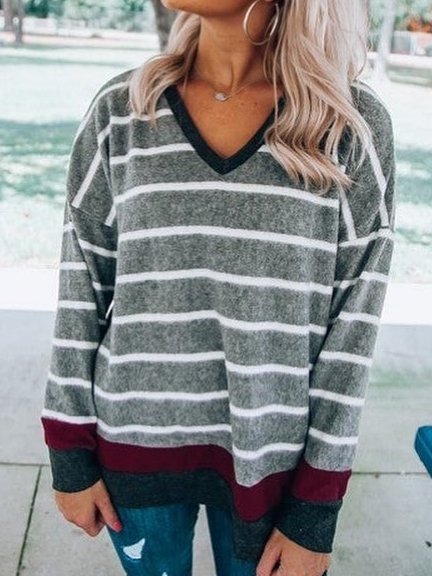 

Striped Casual Shirts & Tops, Gray, Hoodies&Sweatshirts