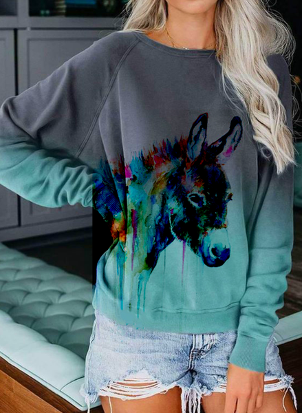

Gray Crew Neck Casual Animal Sweatshirt, Hoodies & Sweatshirts