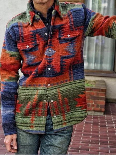

Men's Red Printed Wool Blend Basic Outerwear, Jackets & Coats