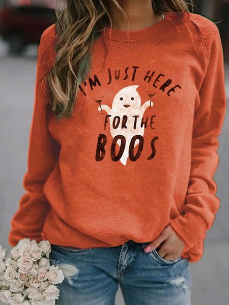 

I'm Just Here For The Boos Halloween Pullover Sweatshirt, Orange, Hoodies&Sweatshirts