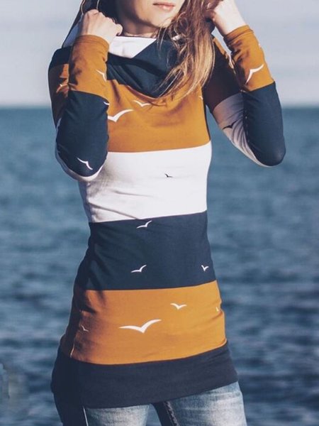 

Blue Orange Printed Long Sleeve Sweatshirt, Hoodies&Sweatshirts