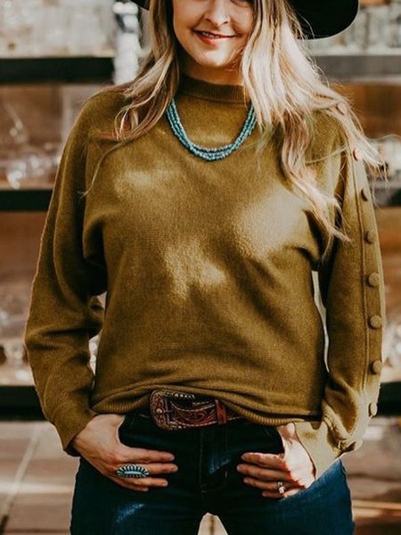 

Vintage Crew Neck Knitted Shirts & Tops, Camel, Knitwear & Sweaters