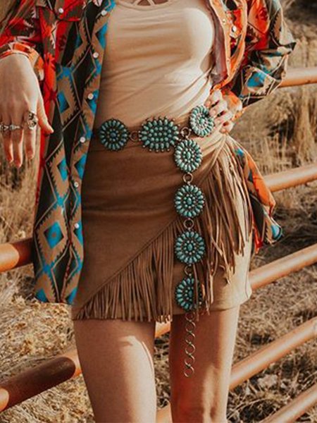

A-Line Suede Vintage Skirts, Brown, Skirts