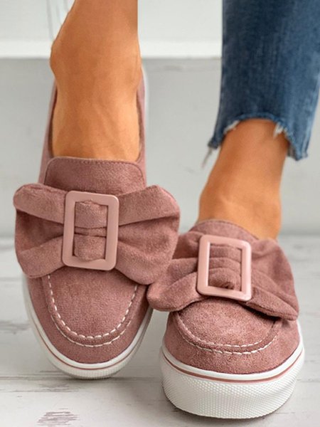 

Bow-embellished Platform Casual Flats, Pink, Slippers