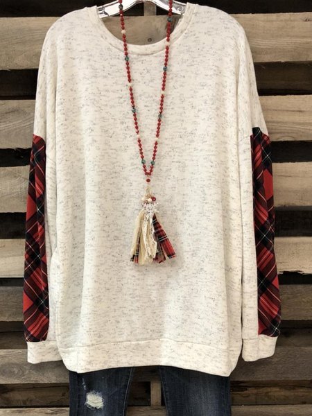 

Casual Cotton-Blend Long Sleeve Shirts & Tops, White, Hoodies&Sweatshirts