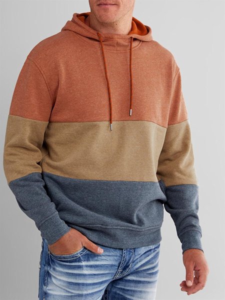

Color1 Cotton-Blend Color-Block Casual Sweatshirt, Hoodies