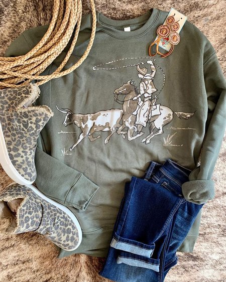 

Green Cotton-Blend Vintage Sweatshirt, Hoodies&Sweatshirts