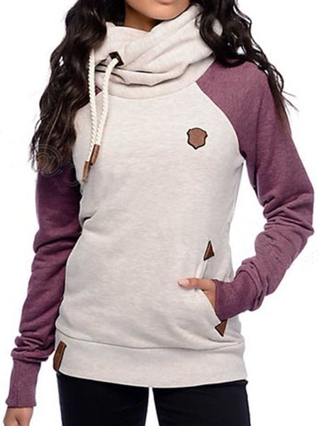 

Apricot Patchwork Casual Color-Block Sweatshirt, Hoodies&Sweatshirts