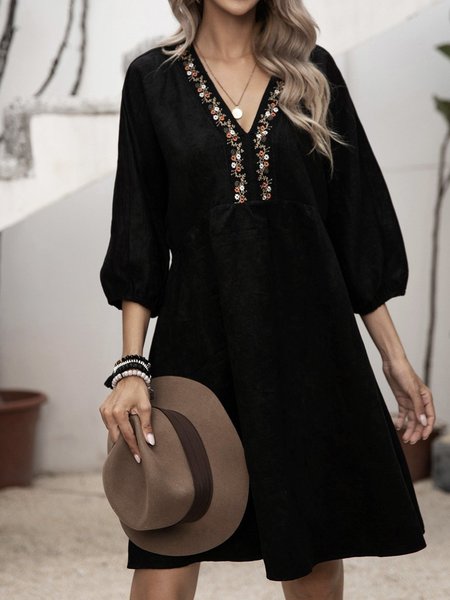 

Abito Panelled 3/4 Manica Nero Misto Cotone, Dresses