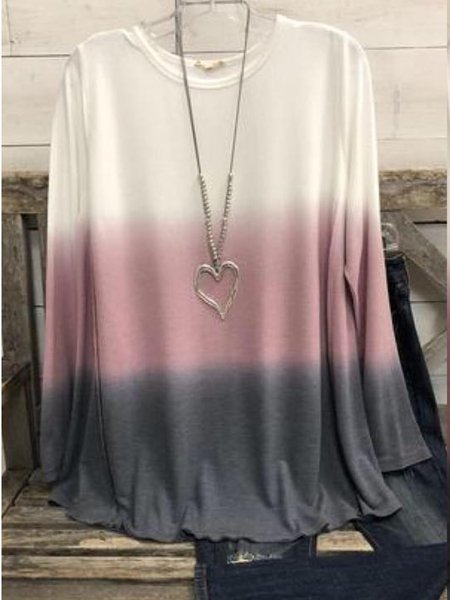

Multicolor Color-Block Long Sleeve Crew Neck Casual Shirts & Tops, Tops