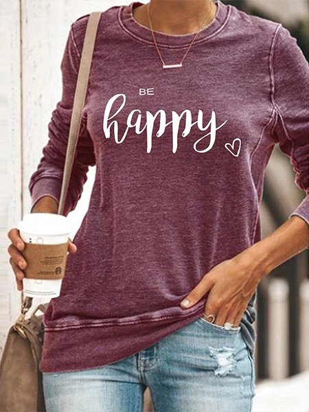 

Casual Long Sleeve Shift Sweatshirt, Purple, Tops