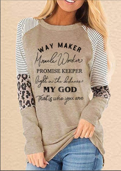 

Printed Letter Long Sleeve Shirts & Tops, Khaki, Hoodies&Sweatshirts