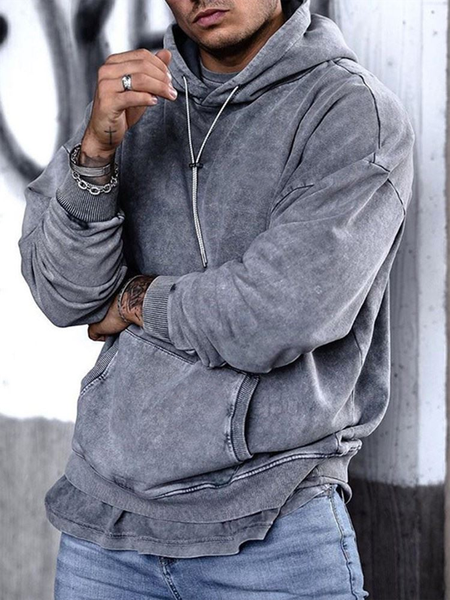 Gray Hoodie Plain Casual Sweatshirt, Hoodies&Sweatshirts