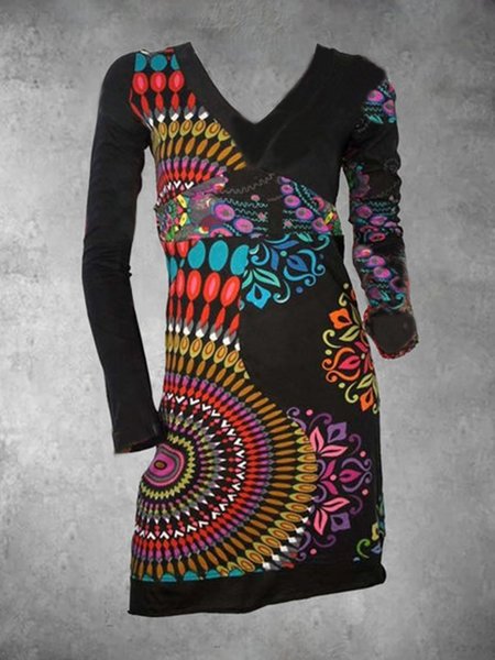 

Plus Size Color Long Sleeve Cotton-Blend Dresses, Dresses