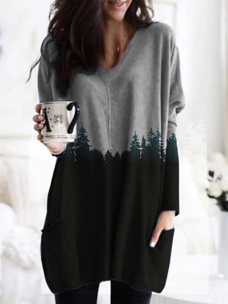 

Women's Ombre/tie-Dye Casual Crew Neck Long Sleeve Shirts & Tops, Gray, Hoodies&Sweatshirts