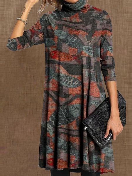 

Grande Taglia Multicolore Maniche Lunghe Abito, Dresses
