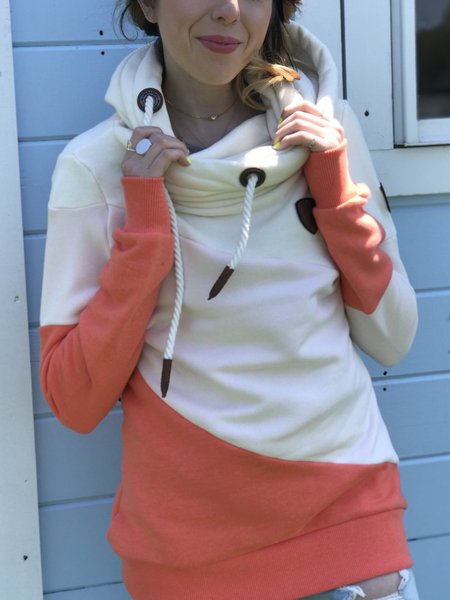 

White Long Sleeve Hoodie Shift Sweatshirt, Hoodies&Sweatshirts