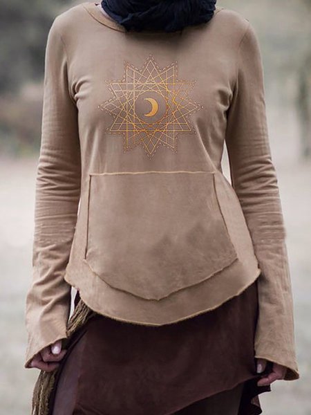 

Long Sleeve Cotton Shirts & Tops, Khaki, Tops