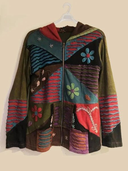 

Long Sleeve Cotton-Blend Crew Neck Fleece Coat, Green, Coats