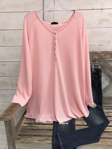 

Long Sleeve Cotton-Blend Casual Shirts & Tops, Purple, Blouses & Shirts