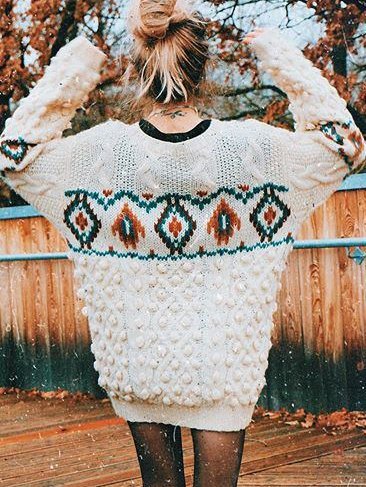 

Long Sleeve Crew Neck Cotton-Blend Floral Sweater, White, Sweaters