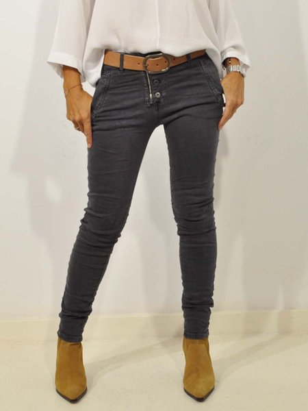 

Deep Gray Plain Casual Jeans, Pants