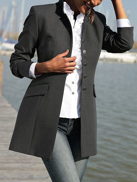 

Deep Gray Casual Lapel Jacket, Blazers