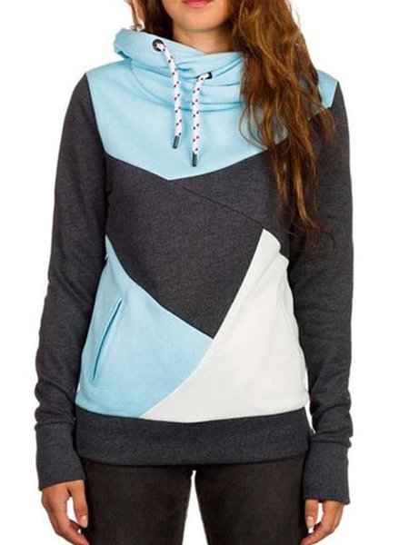 

Blue Color-Block Casual Long Sleeve Sweatshirt, Hoodies&Sweatshirts