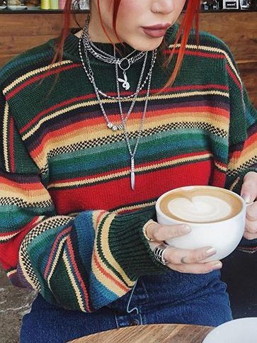 

Casual Crew Neck Sweater, Multicolor, Sweaters