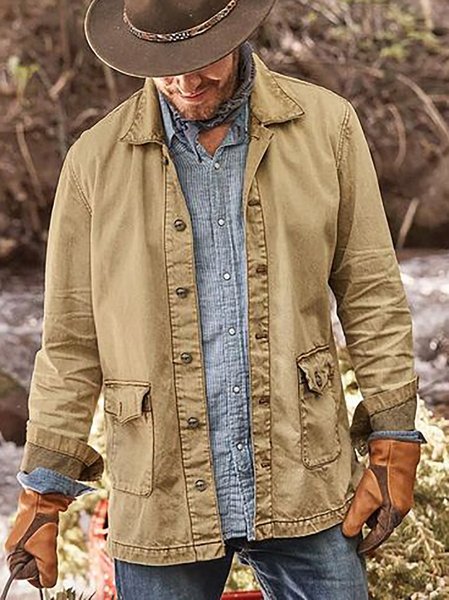 

Men's Khaki Solid Pockets Basic Sweater, Men
