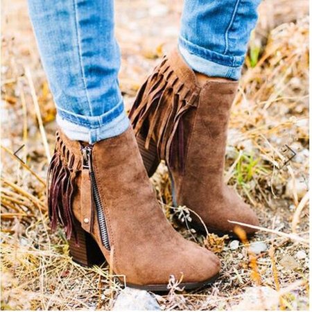 Tacco Pelle Stivali Inverno Bloccare, Marrone chiaro, Boots