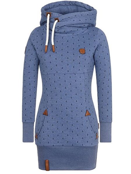 

Blue Long Sleeve Printed Dresses, Casual Dress
