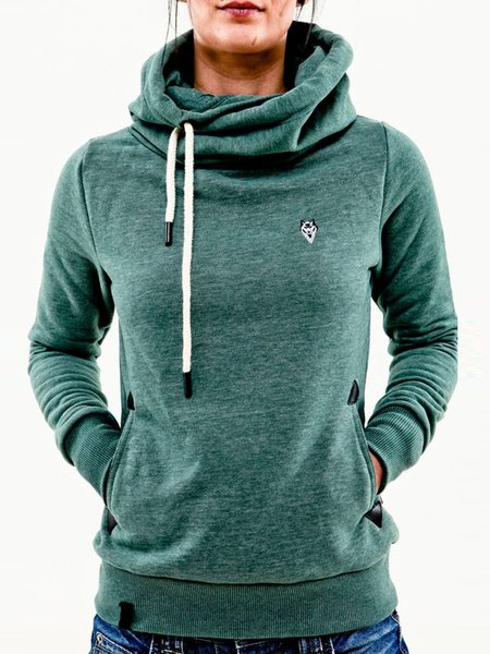 

Green Casual Patchwork Drawstring Cotton-Blend Sweatshirt, Hoodies&Sweatshirts