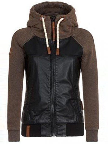 

Giubbotto Nero Colore-block Casuale, T-Shirts
