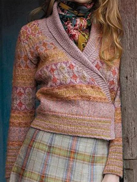 

Casual Long Sleeve Sweater, Pink, Sweaters