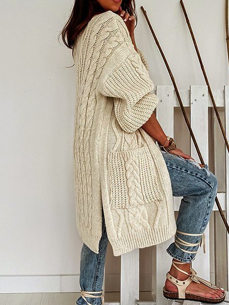 

Plain Casual Sweater, Beige, Sweaters&Cardigans