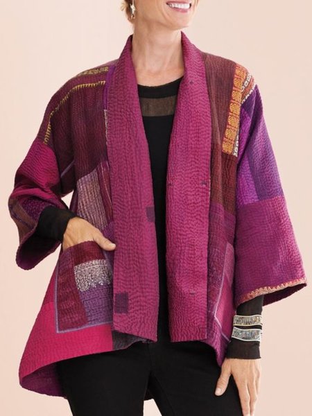 

Viola Tasche Casuale Maniche Lunghe Giubbotto, Outerwear