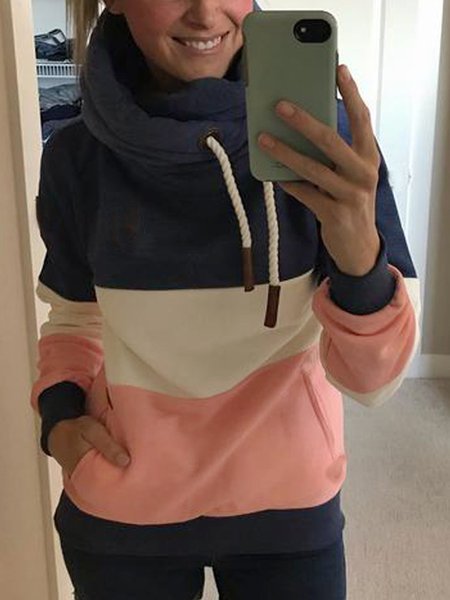 

Navy Blue Long Sleeve Casual Shift Sweatshirt, Hoodies&Sweatshirts