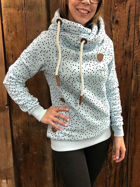 

White Casual Polka Dots Sweatshirt, Hoodies & Sweatshirts