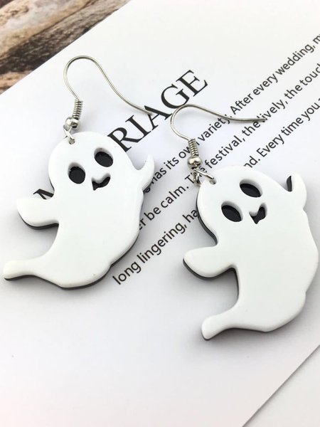 

Halloween Sweet Plain Alloy Earrings, White, Earrings