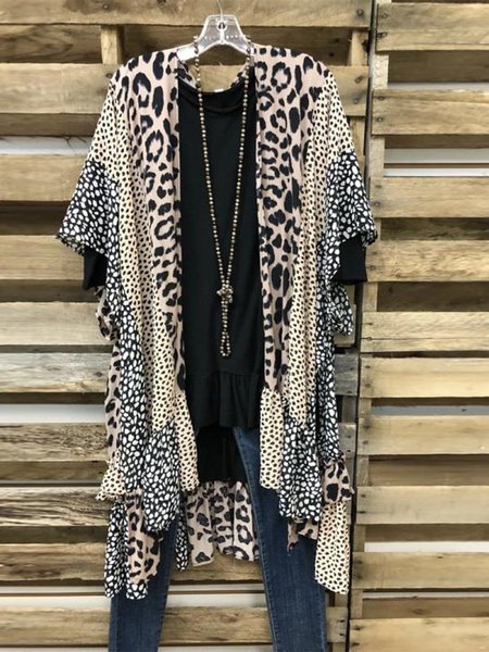 

Black Boho Leopard Shift Outerwear, Cardigans