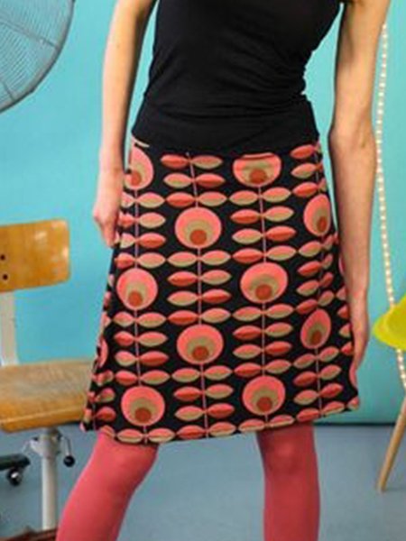 

Printed Cotton-Blend Floral Skirts, Black orange, Bottoms