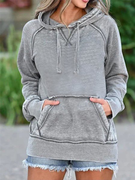 

Gray Hoodie Long Sleeve Paneled Sweatshirt, Hoodies&Sweatshirts
