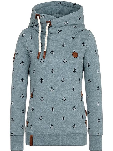 

Patchwork Cotton-Blend Casual Hoodie Sweatshirt, Light blue, Hoodies&Sweatshirts