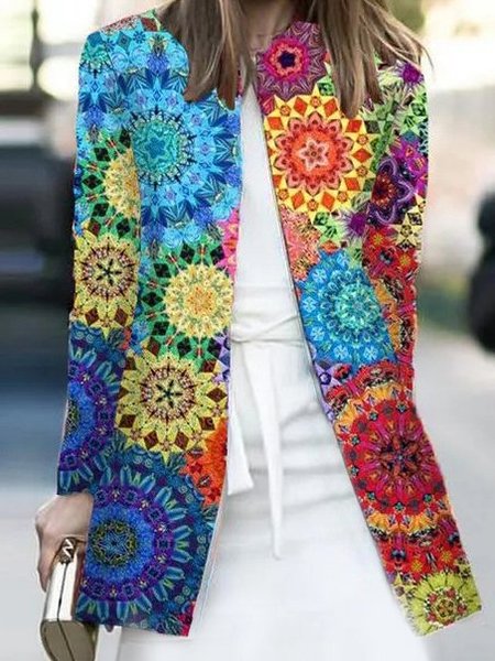 

Long Sleeve Cotton-Blend Jacket, Multicolor, Cardigans
