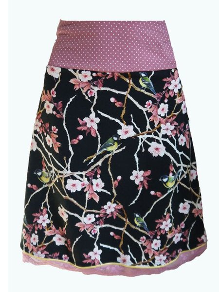 Stampato A-line Casuale Mini Gonna Rosa Misto Cotone, Skirts