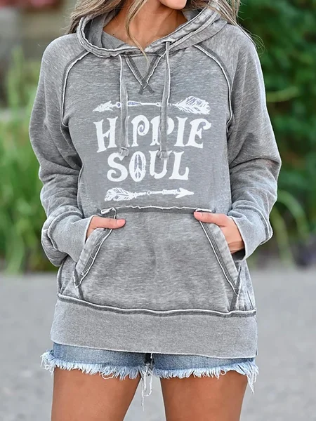 

Casual Hoodie Long Sleeve Letter Sweatshirt, Gray, Hoodies&Sweatshirts