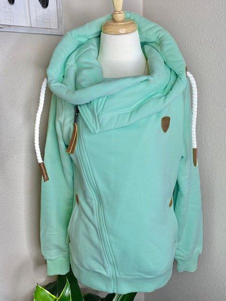 

Green Long Sleeve Shift Hoodie Sweatshirts, Tops