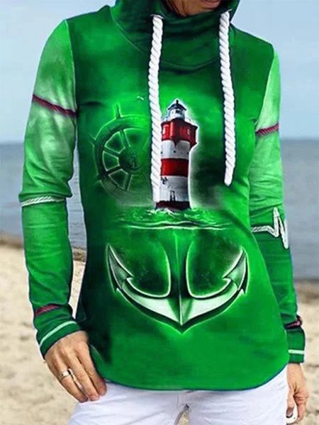 

Vintage Hoodie Long Sleeve Geometric Printed Plus Size Statement Casual Sweatshirt, Green, Hoodies&Sweatshirts