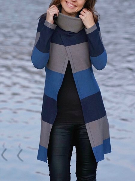 

Casuale Maniche Lunghe Taglia Grande Outwear, Blu, Coats & Jackets